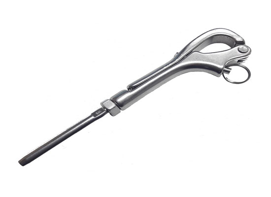 GANCHO PELICANO CON SEGURO INOX 316